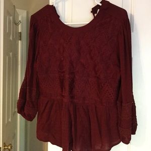 Red crew neck 3/4 length sleeve nice top